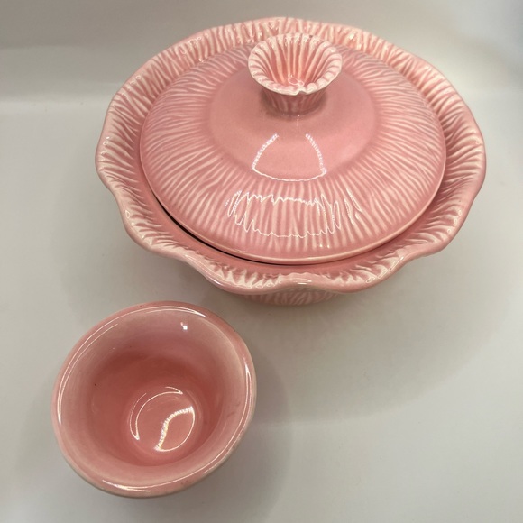 Vintage 1956 Miramar California Pink Pottery Covered Dish w/ Votive Holder - Picture 7 of 7